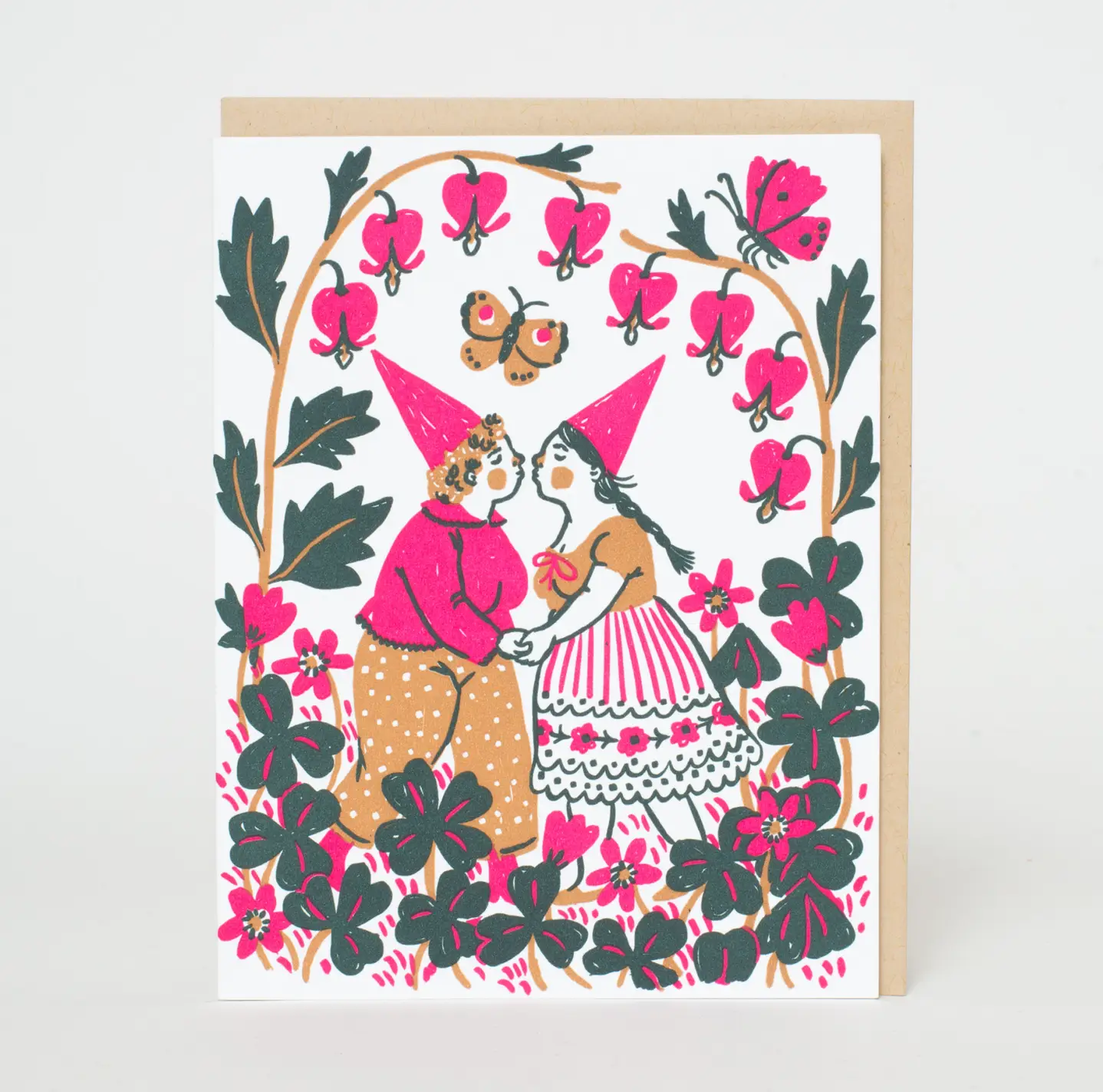 Kissing Gnomes Greeting Card