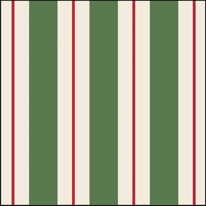 Green & Red Awning Stripe Cocktail Napkins