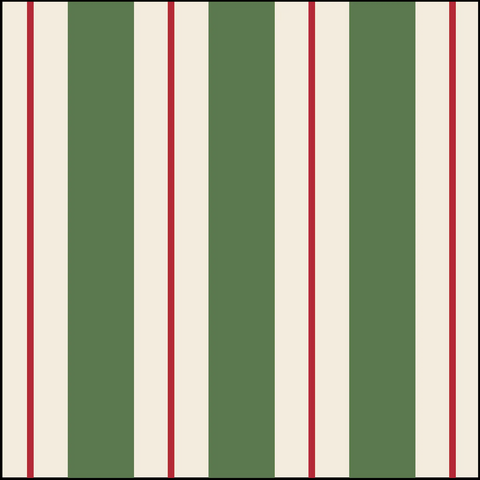 Green & Red Awning Stripe Cocktail Napkins