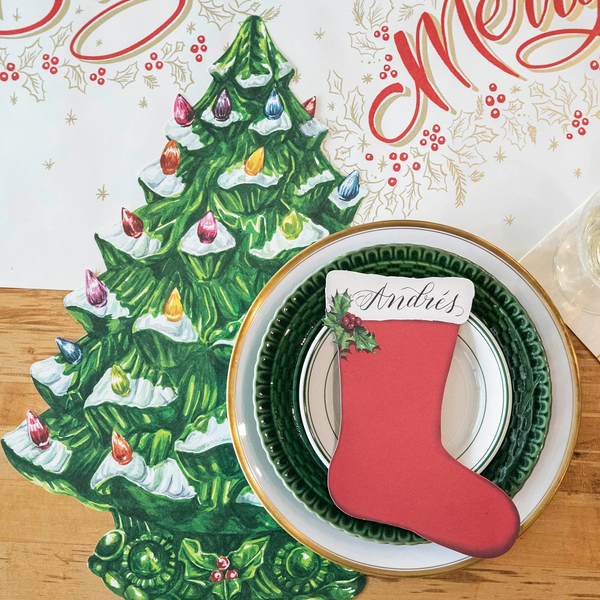 Hester & Cook Die Cut Vintage Christmas Tree Placemats