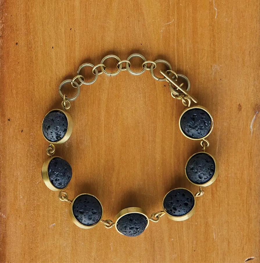 Nevis Lava Loop Brass Bracelet