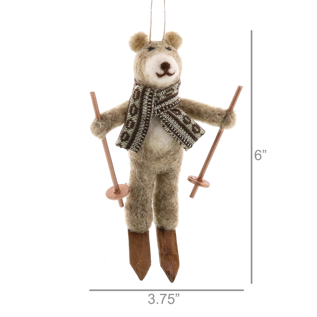 Felt Bear on Skis Ornament