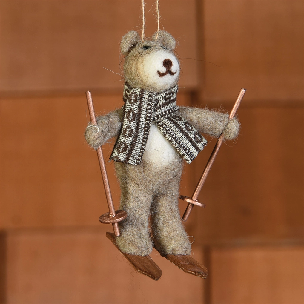 Felt Bear on Skis Ornament