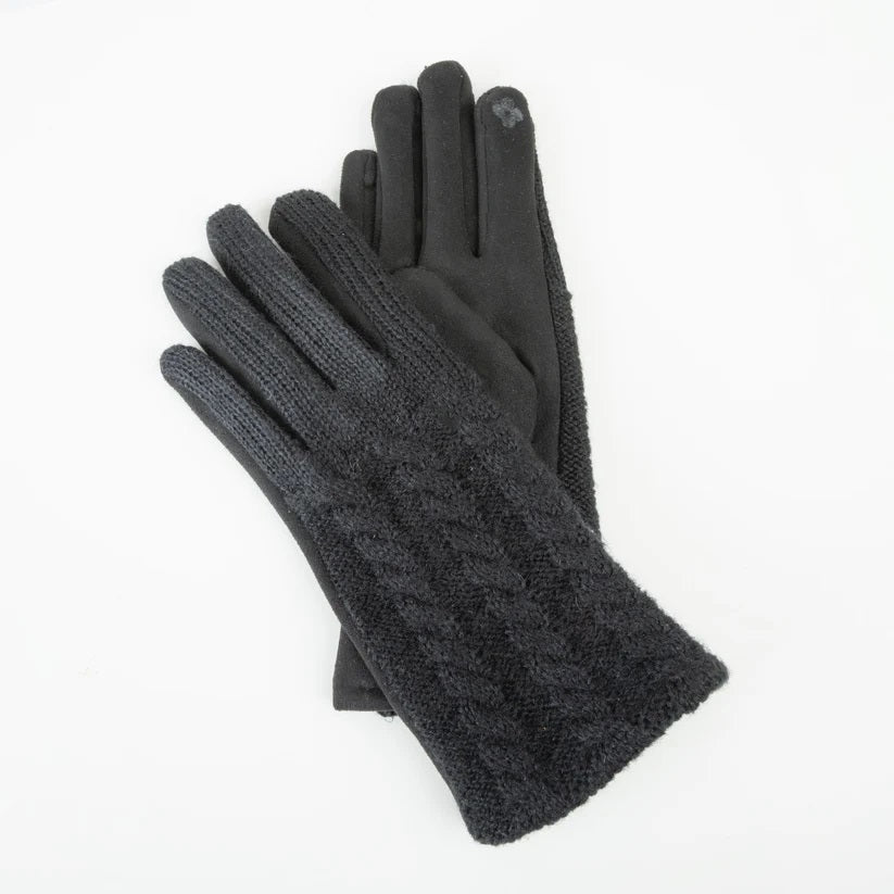 Everly Cable Knit Gloves / Jet