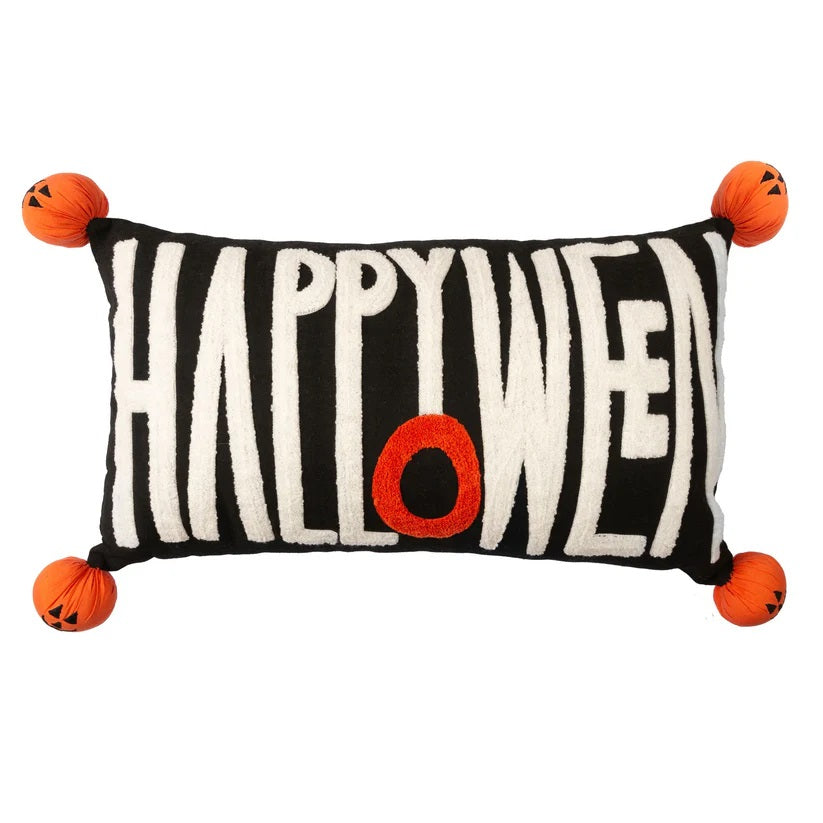 Happy Halloween Embroidered Lumbar Pillow