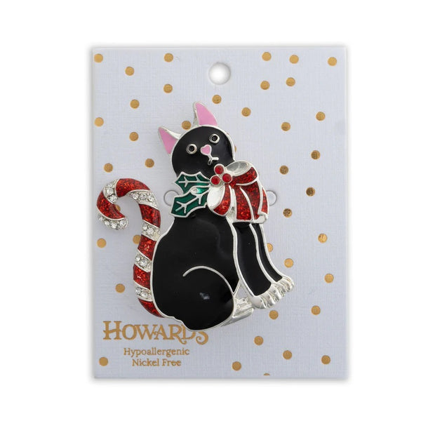 Holiday Black Cat Brooch