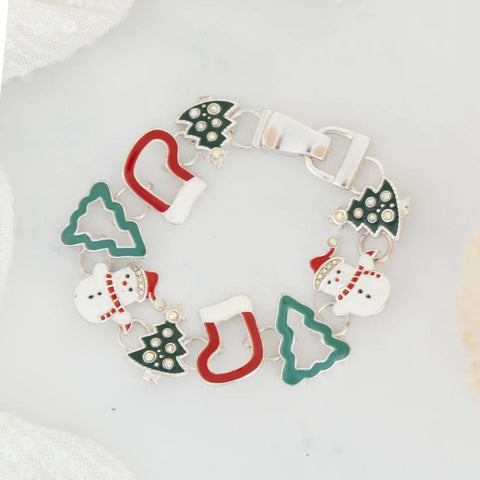 Holiday Snowman Stocking Charm Bracelet