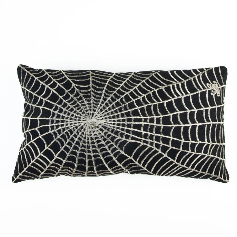 Spider Web Embroidered Lumbar Pillow