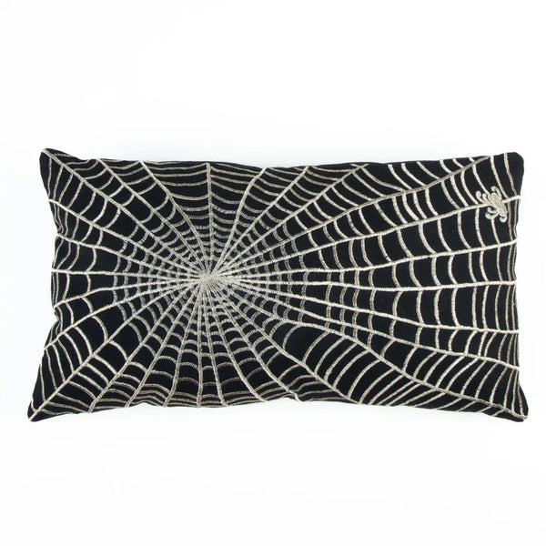 Spider Web Embroidered Lumbar Pillow