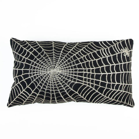 Spider Web Embroidered Lumbar Pillow