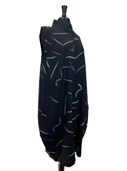 Yaza Clothing Kasur Print Vest in Black 