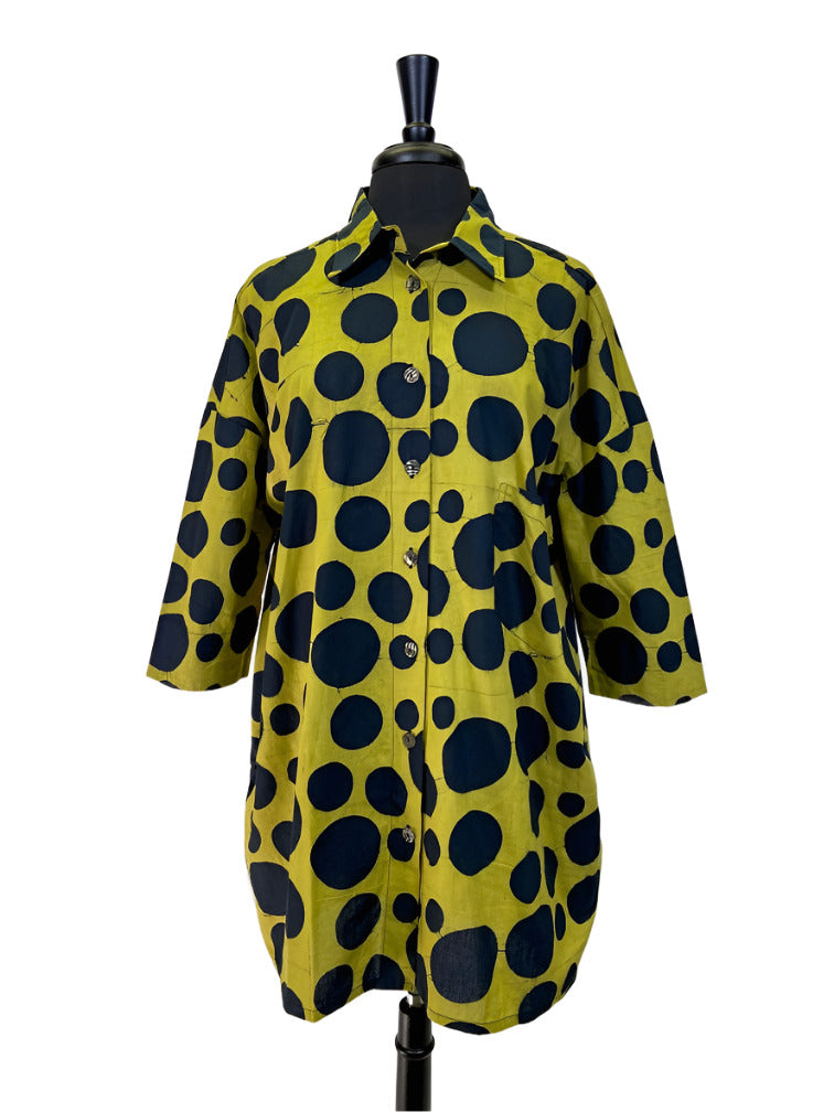 Adverb Clothing's Because Dot Tunic in Chartreuse