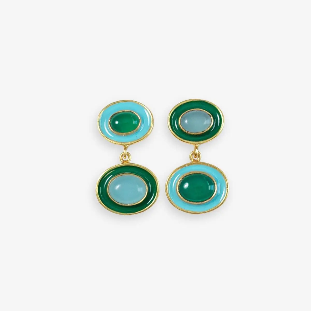 Betty Stone and Enamel Drop Earrings / Click for Colors