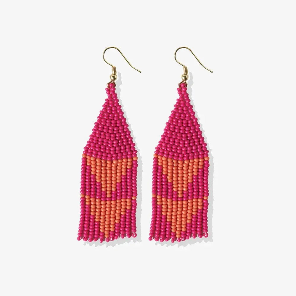 Ink + Alloy Lennon Beaded Fringe Hot Pink Earrings