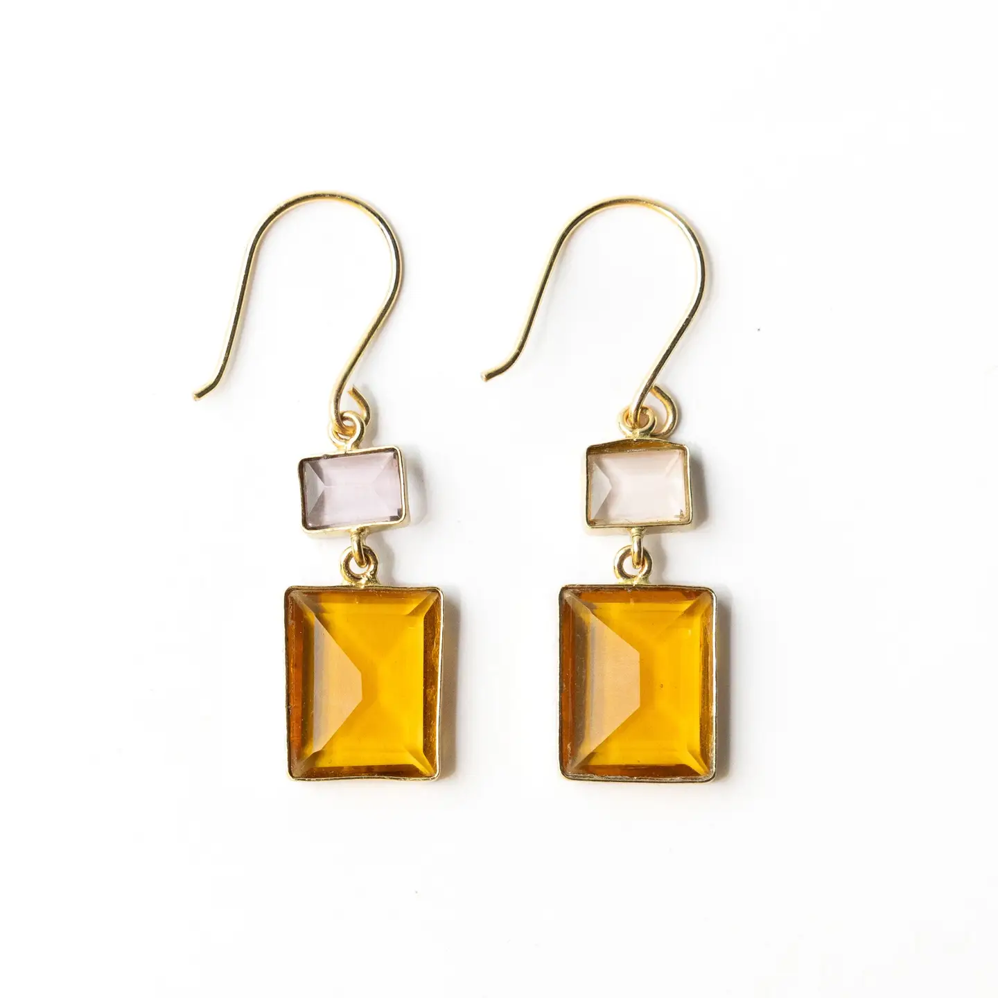 Veronica Two Tone Color Cut Glass Dangle Earrings