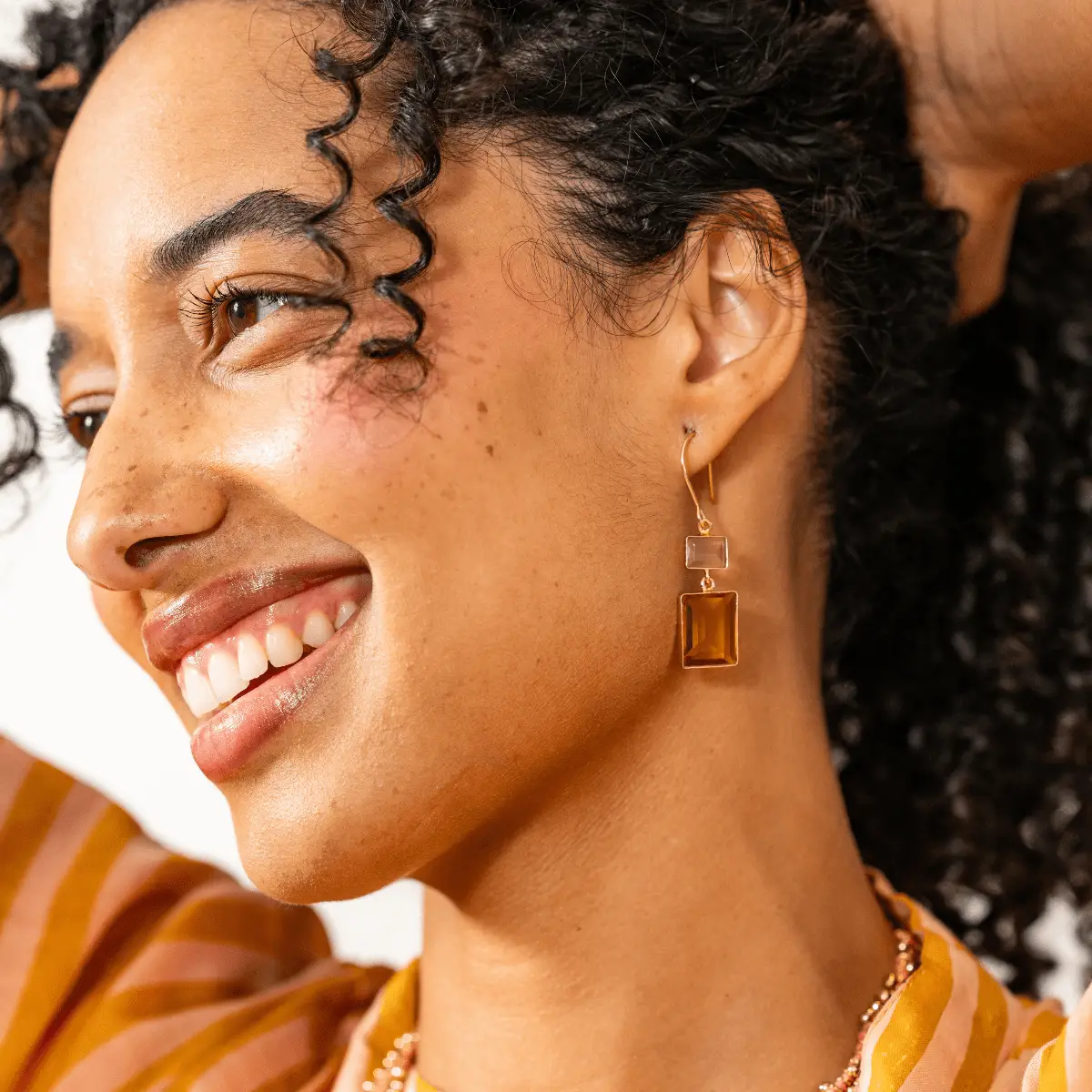 Veronica Two Tone Color Cut Glass Dangle Earrings