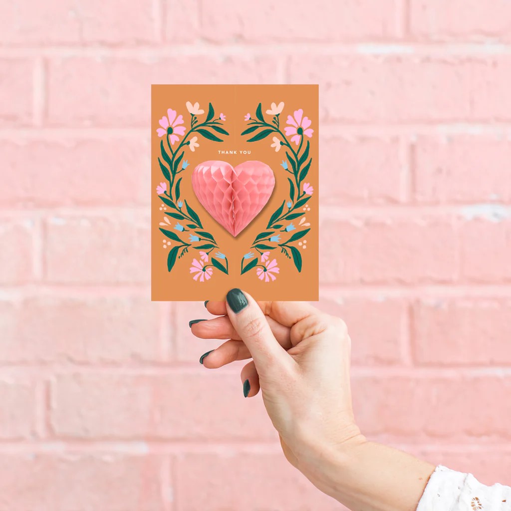 Folk Heart Thank You Pop-up Card