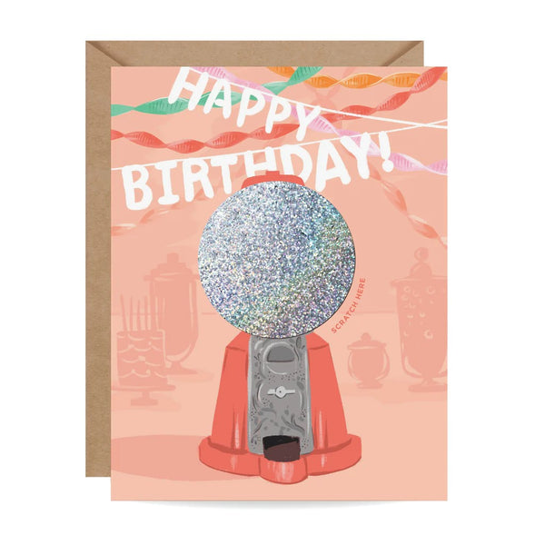 Gumball Machine Scratch-off Birthday Card