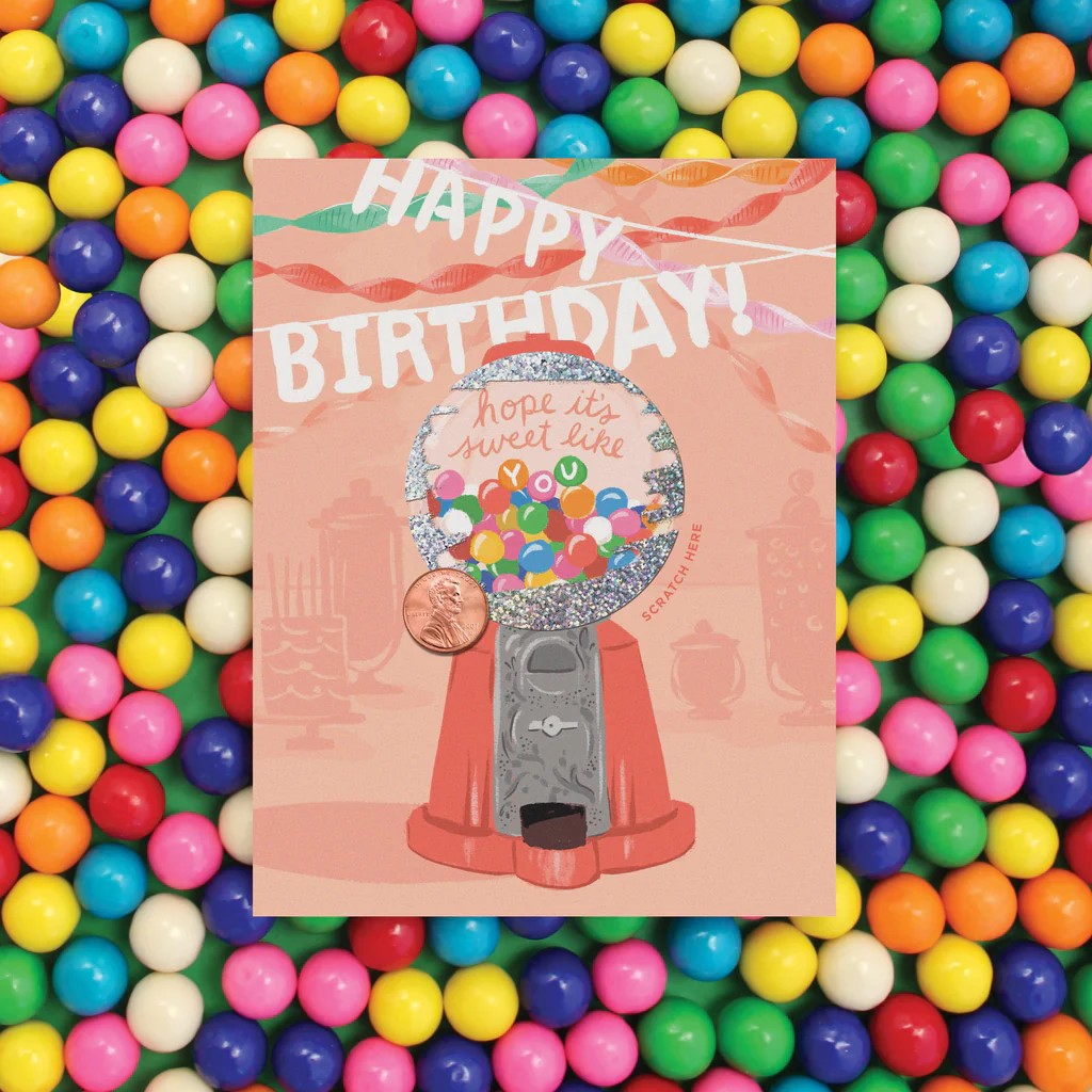 Gumball Machine Scratch-off Birthday Card