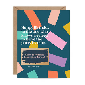Leave By 9 Scratch-off Birthday Card