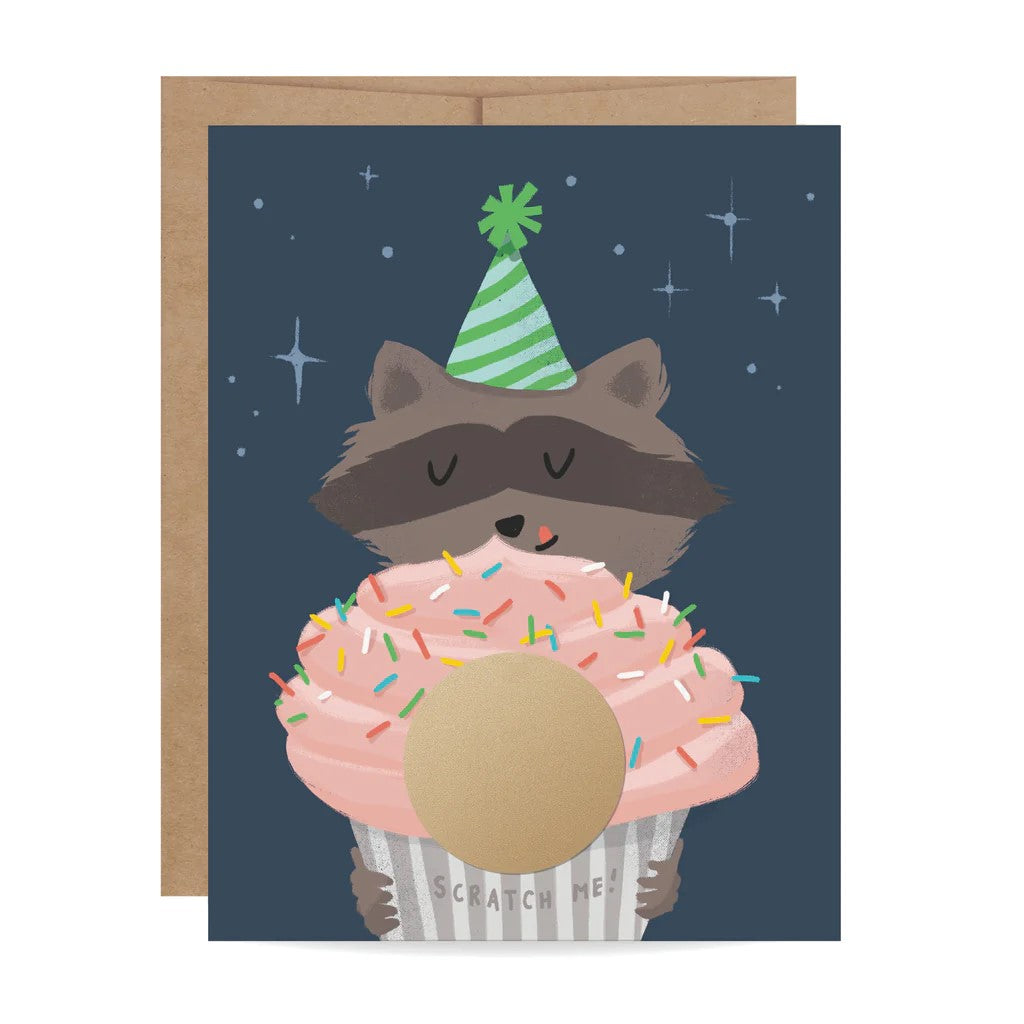 Raccoon Scratch-off Birthday Card