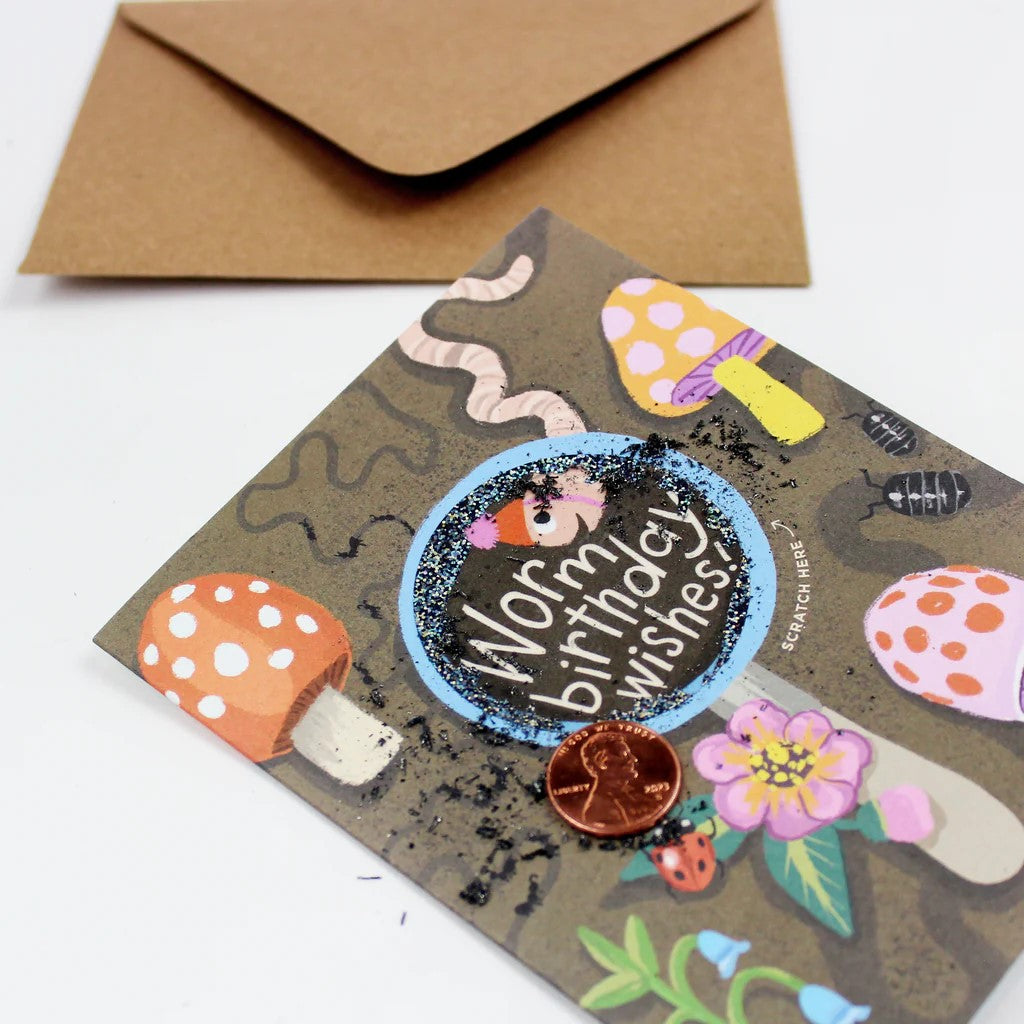 Worm Wishes Scratch-off Birthday Card
