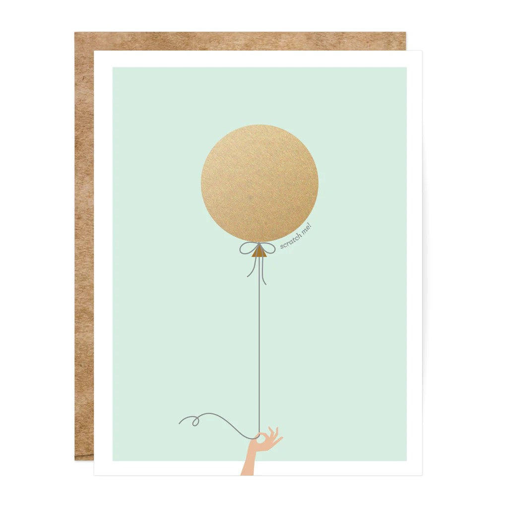 Mint Balloon Scratch-off Greeting Card