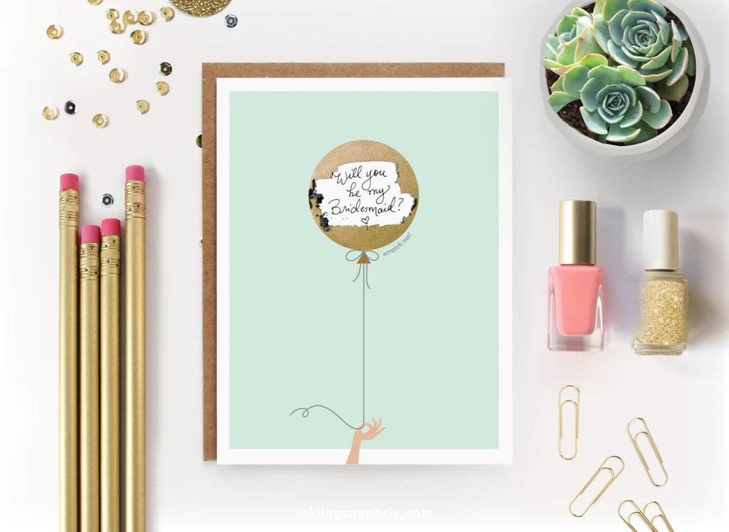 Mint Balloon Scratch-off Greeting Card