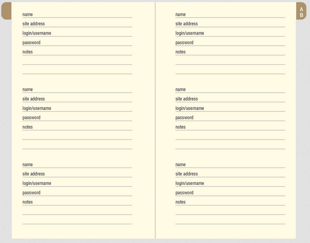Address & Password Logbook / Watercolor
