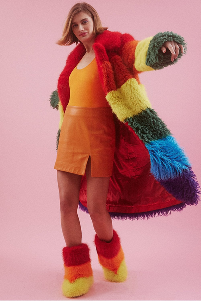 Jayley Hand Made Rainbow Maxi Coat