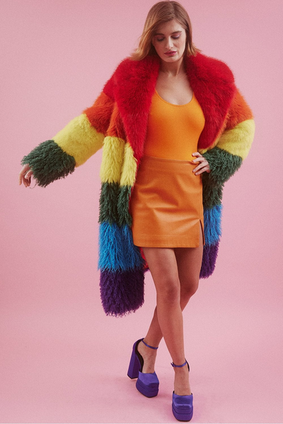 Jayley Hand Made Rainbow Maxi Coat