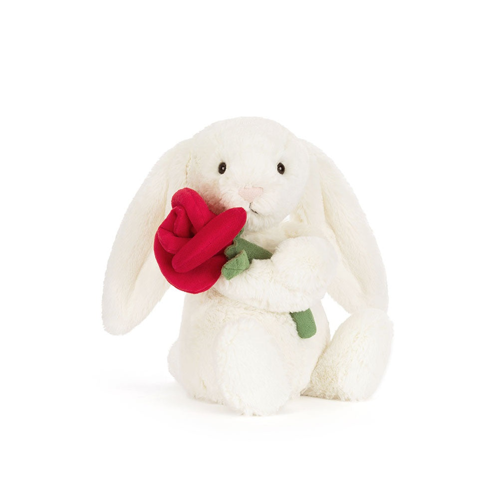 Jellycat Cream Bunny with Rose Plush