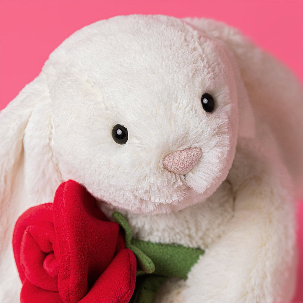 Jellycat Cream Bunny with Rose Plush