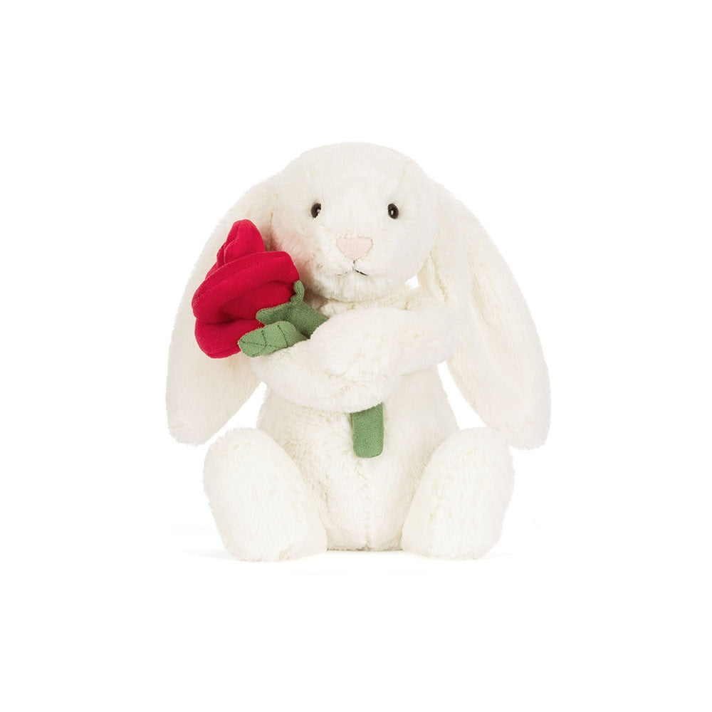 Jellycat Cream Bunny with Rose Plush
