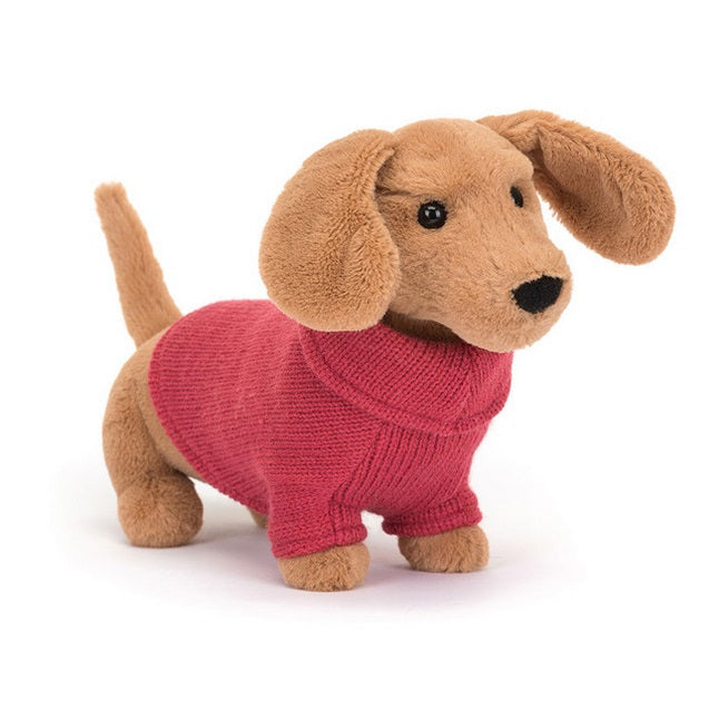 Jellycat Pink Sweater Sausage Dog Plush