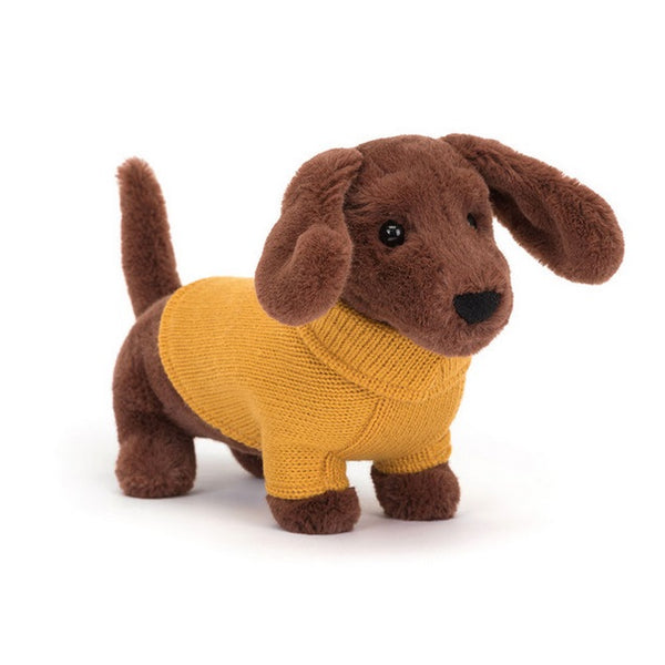 Jellycat Yellow Sweater Sausage Dog Plush