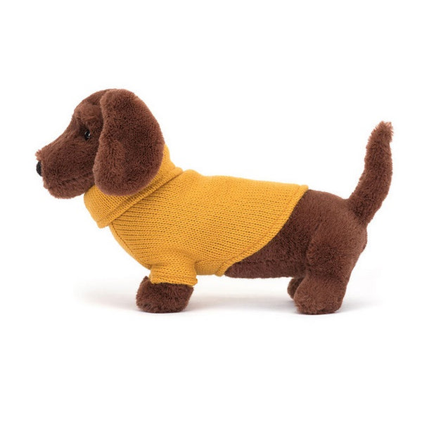 Jellycat Yellow Sweater Sausage Dog Plush