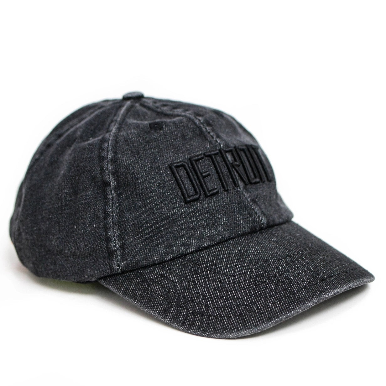 Detroit Black Washed Denim Baseball Cap
