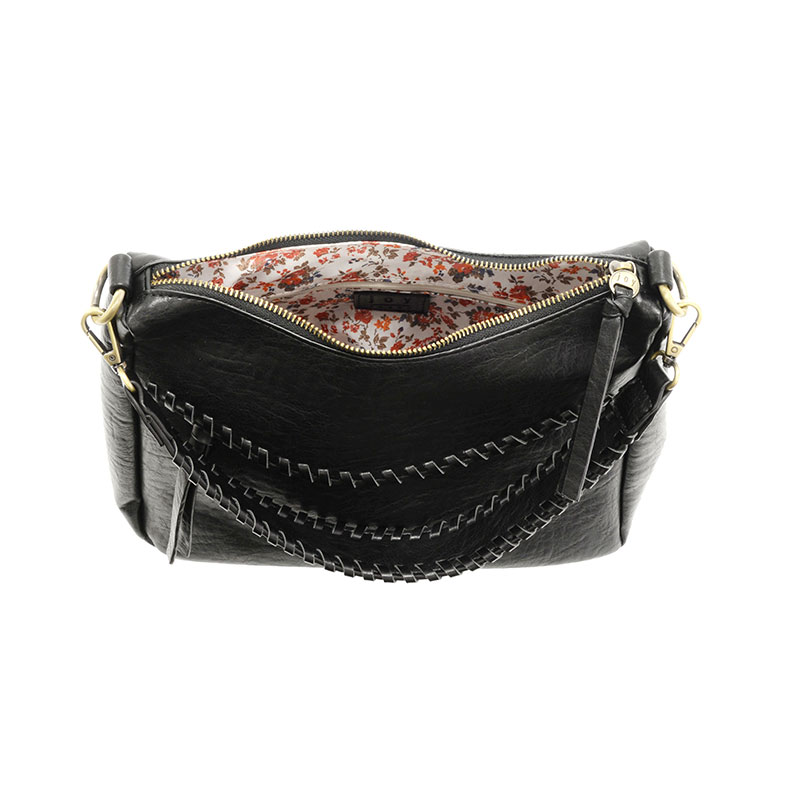 Cassidy Whipstitch Convertible Hobo Bag in Black