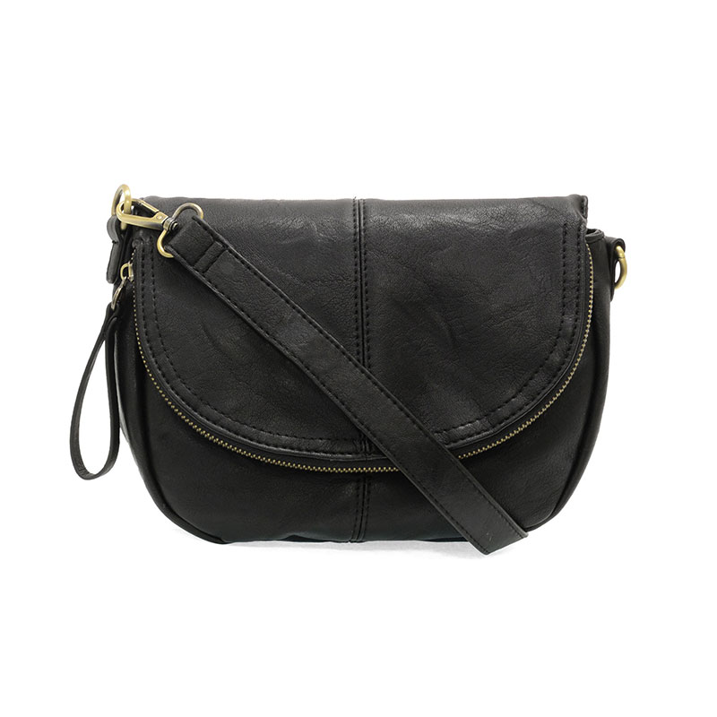 Joy Susan Helene Small Saddle Crossbody in Black