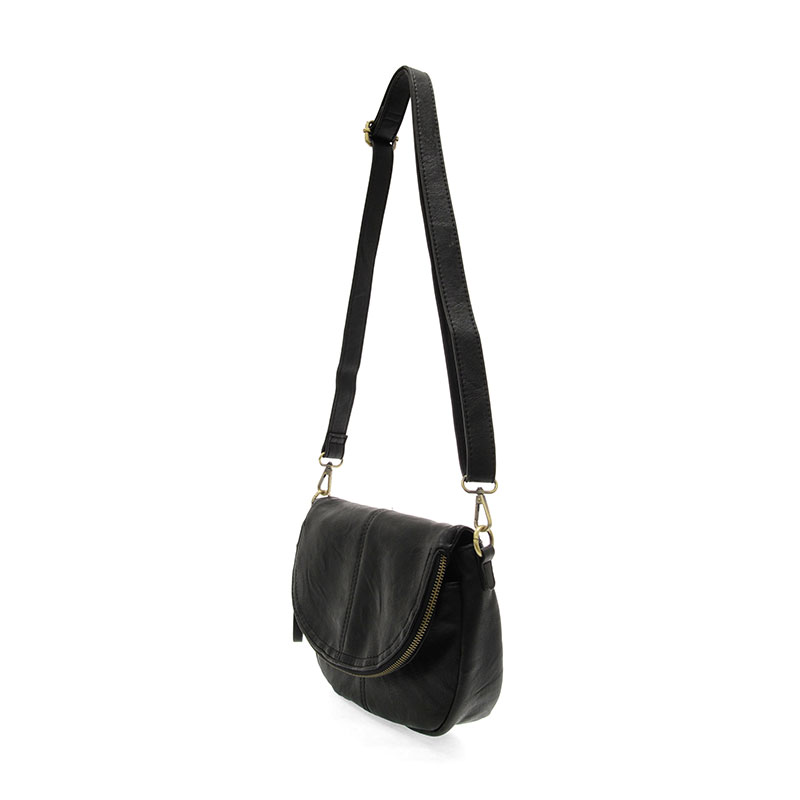 Joy Susan Helene Small Saddle Crossbody in Black