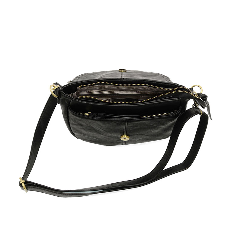 Joy Susan Helene Small Saddle Crossbody in Black
