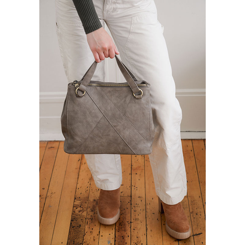 Joy Susan Janet Puzzle Crossbody Tote in Dark Taupe