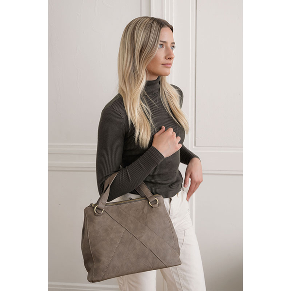 Joy Susan Janet Puzzle Crossbody Tote in Dark Taupe