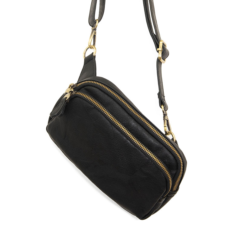 Joy Susan Kylie Double Zip Sling Belt Bag Black