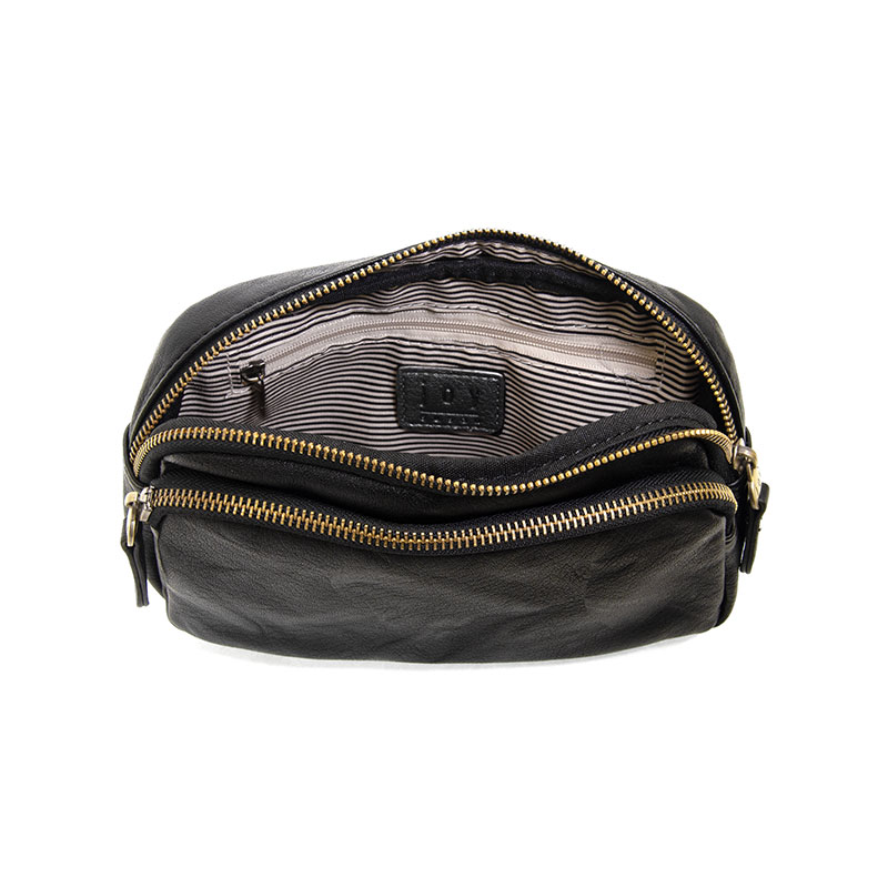 Joy Susan Kylie Double Zip Sling Belt Bag Black