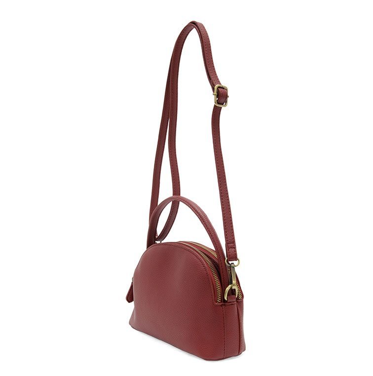 Joy Susan Larissa Double Zip Dome Crossbody Ruby