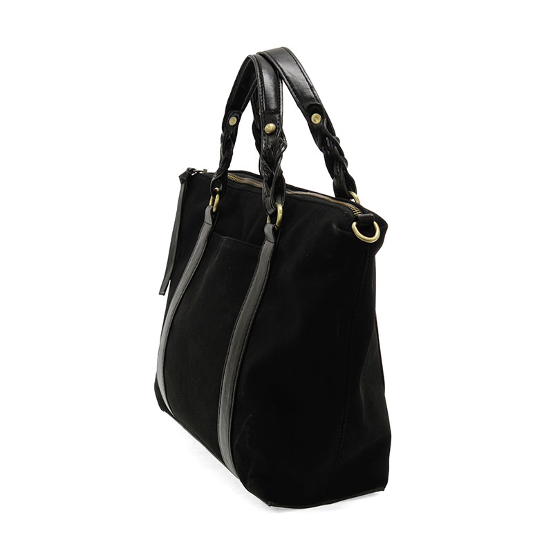 Mabel Faux Suede Tote in Black
