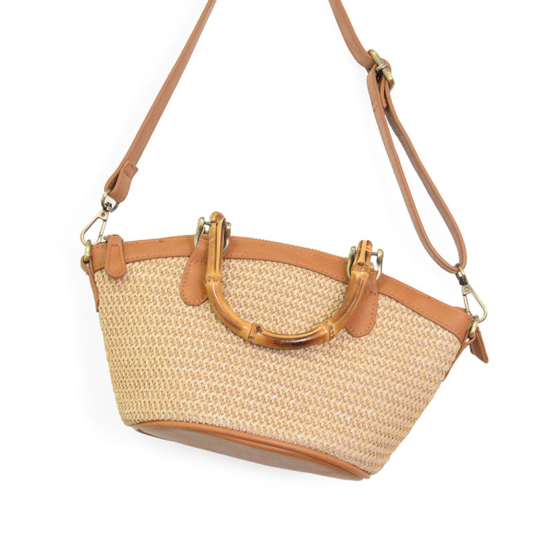 Millie Natural Straw & Bamboo Handle Basket Crossbody Bag
