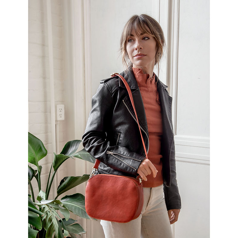 Nora Large Double Zip Camera Bag Terracotta